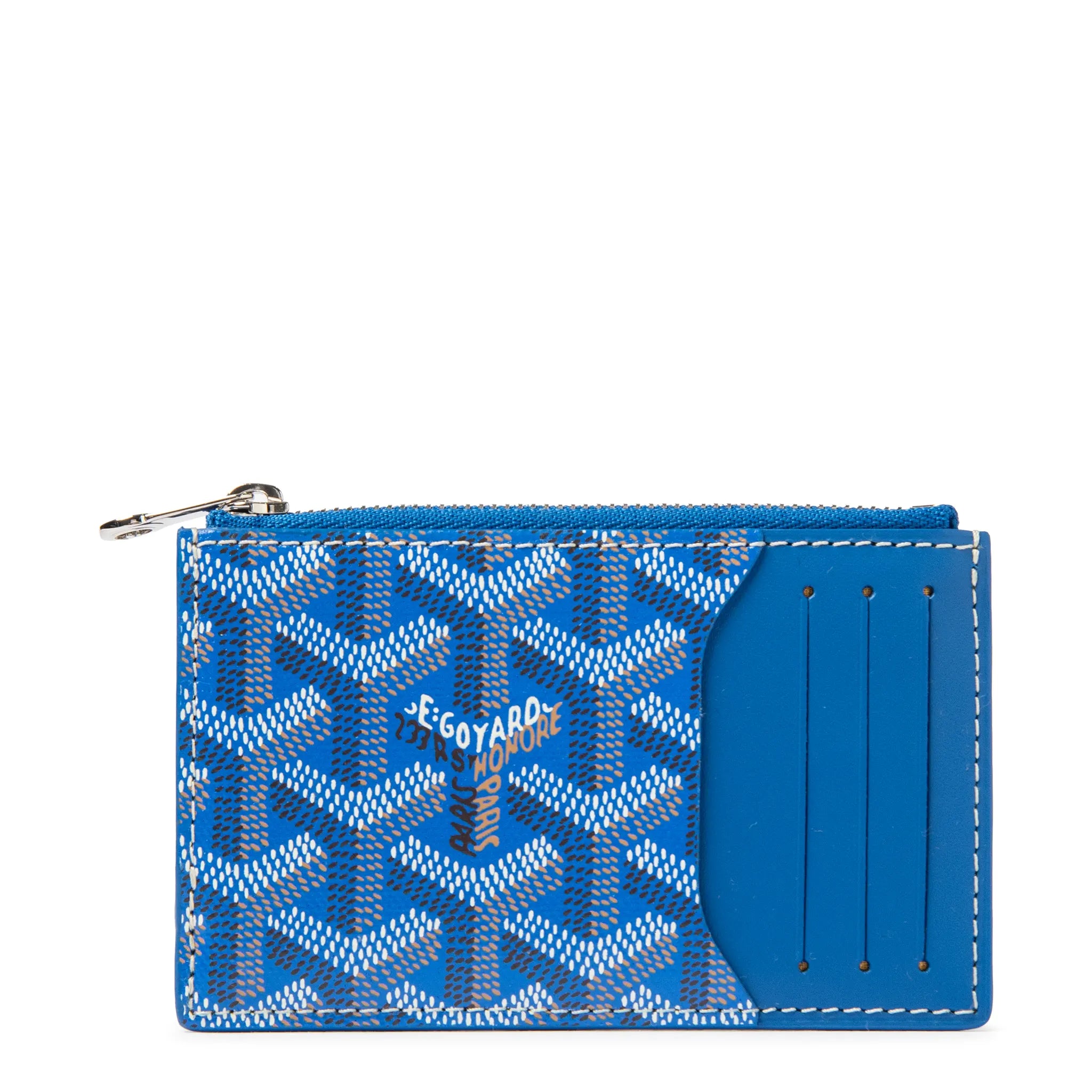 Front View of Goyard Bourbon Zipped Sky Blue Card Holder BOURBOPMLTY10CL10P